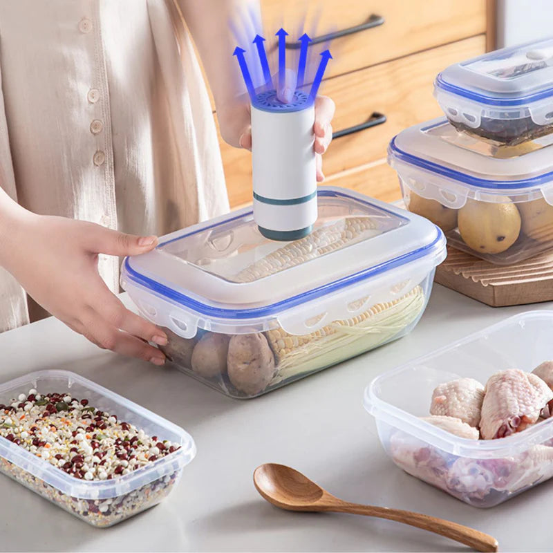 Recipientes Herméticos Al Vacío Con Bomba Eléctrica – Conservación Fresca 580Ml, 1300Ml Y 2500Ml. Set De 3 Piezas. Vasijas. Cajas De Almacenamiento Selladas. Envases Plasticos AB118 Selecto