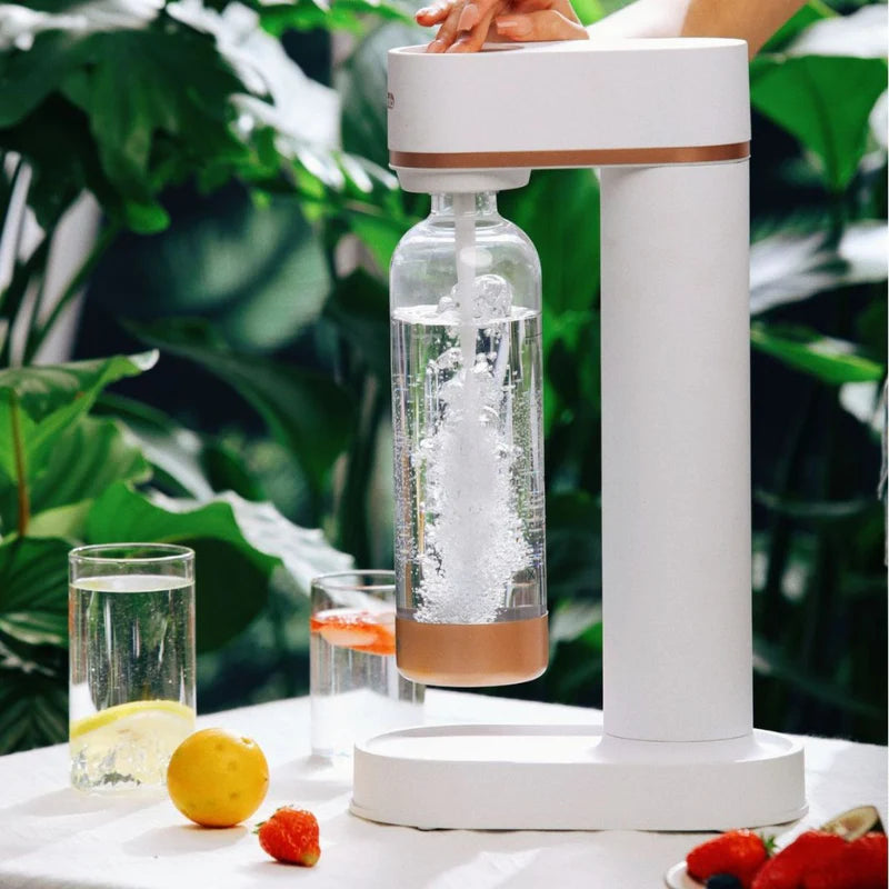 Máquina De Agua Con Gas Automática. Color Blanco 1L. Para Hacer Refrescos Carbonatados Estilo Sodastream Soda Maker. Incluye Cilindro De CO2. Yocosoda AB571