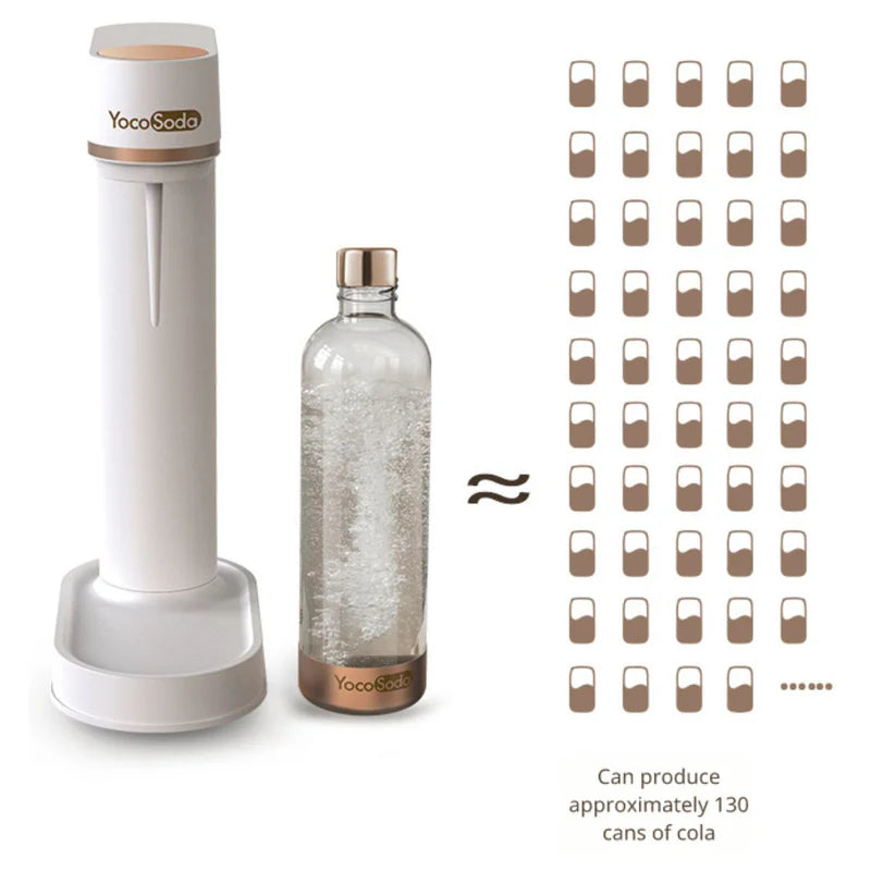 Máquina De Agua Con Gas Automática. Color Blanco 1L. Para Hacer Refrescos Carbonatados Estilo Sodastream Soda Maker. Incluye Cilindro De CO2. Yocosoda AB571