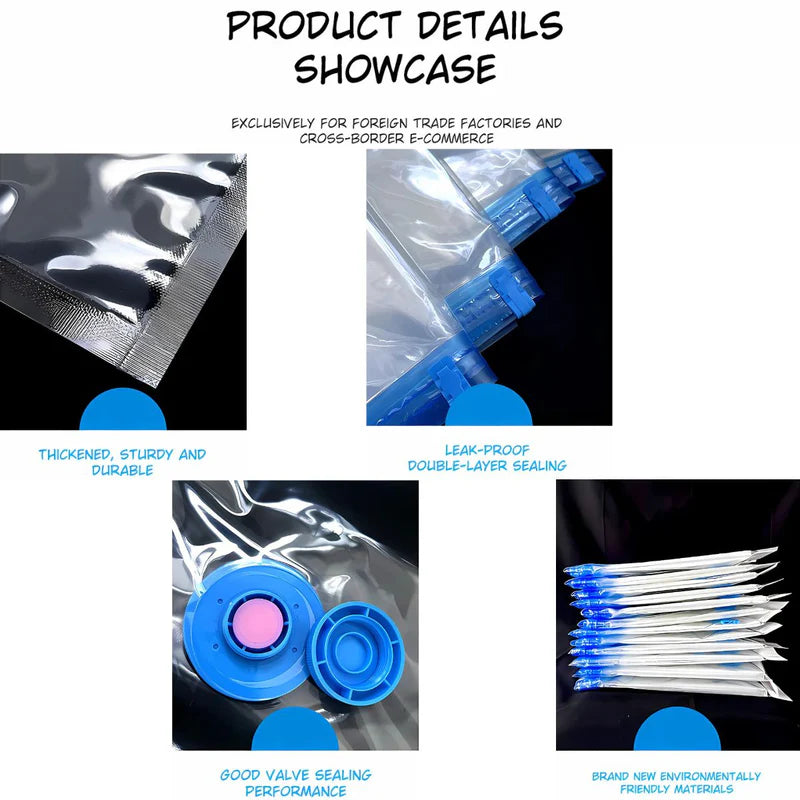 Bolsas De Almacenamiento Al Vacío Para Ropa. (Set De 11 Piezas) Incluye Bomba De Mano. Ideal Para Viajes. AB677