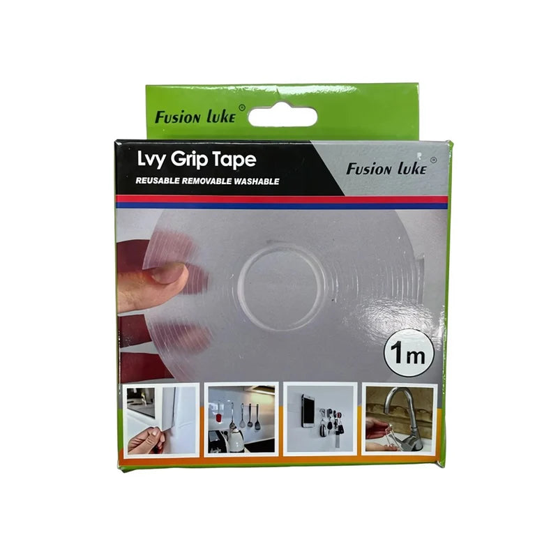 Cinta Adhesiva Doble Contacto Transparente Nano PU Adhesiva, Lavable Y Reutilizable. Tape Doble Contacto Tamaño 3 Cm X 1 Metro Largo. AB691