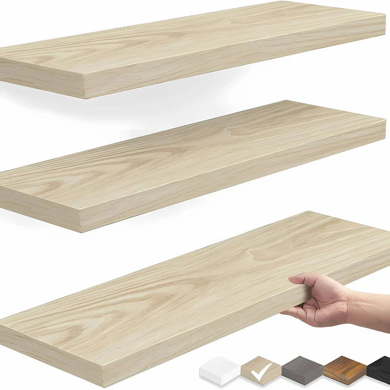 Repisas De Pared Flotantes. Color Beige (Set De 3 Piezas). Tablillas Cremas 6.7X1.1X16” Estanterias AB823