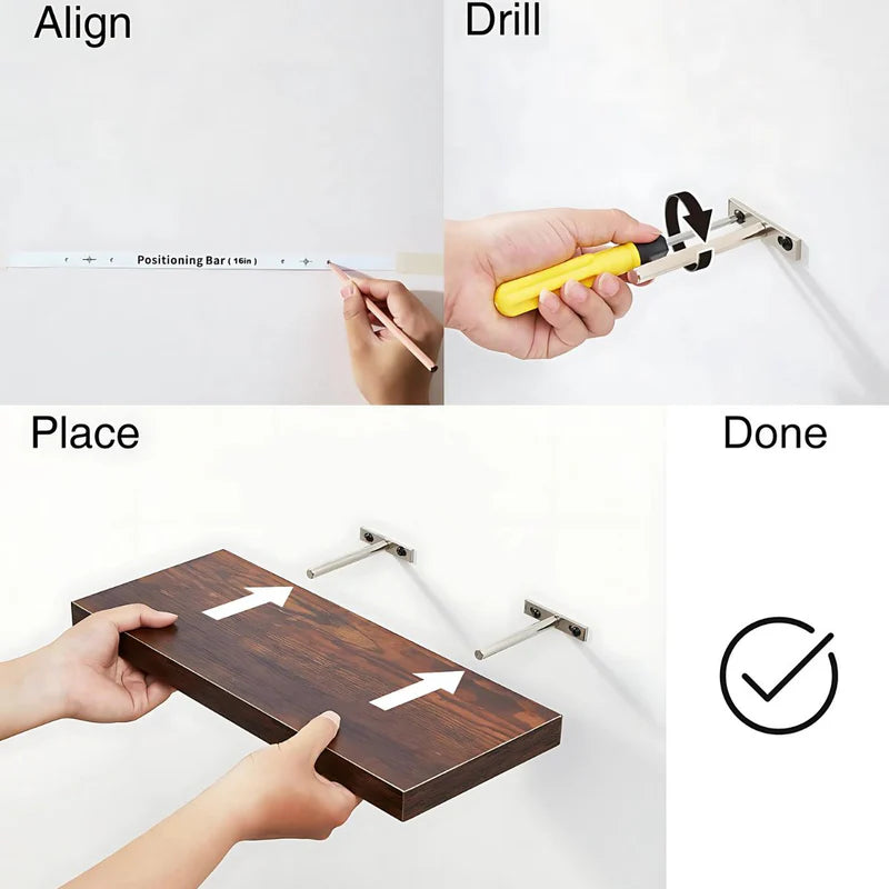 Repisas De Pared Flotantes (Set De 3 Piezas). Tablillas Chocolates 6.7X1.1X16” Estanterías AB825