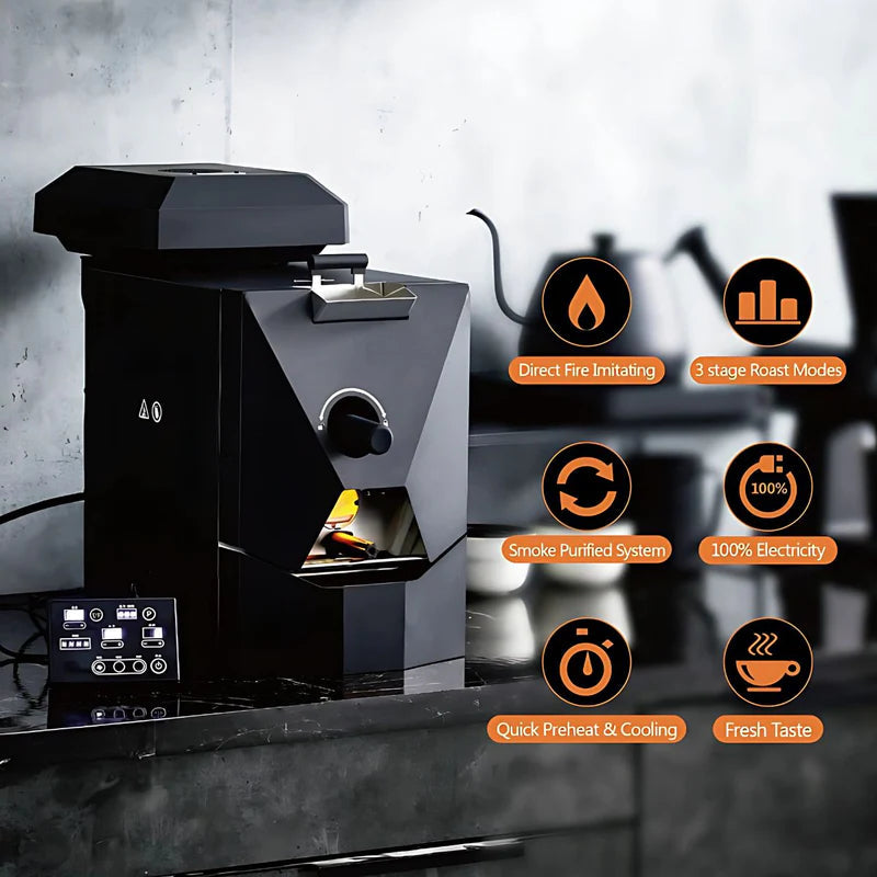 Tostadora De Café Profesional 500G. Máquina Tostadora De Café En Grano 1000W. Control Automático Y Manual. AKI01 CARBONE