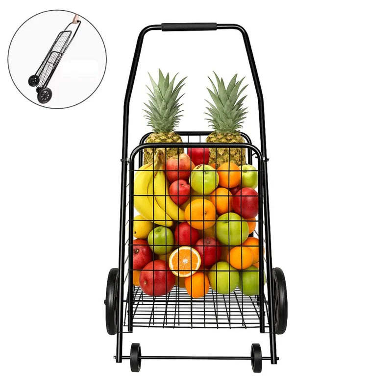 Carrito Plegable De Compras Con Ruedas Grandes Y Canasta Reforzada 63L Carretilla Multiusos. Trolley P8J05-D Selecto