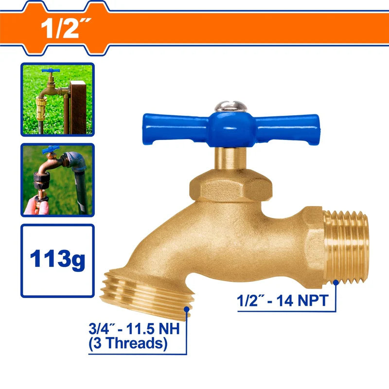 Llave De Agua Con Rosca Para Manguera 1/2" (13Mm) Peso: 113G. Uso En Jardín Y Tomas De Agua. WVB1819 WADFOW