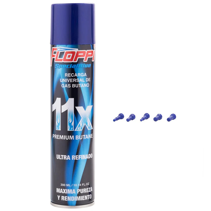 Gas Butano Universal Premium Ultra Refinado 300 Ml Para Recarga. Incluye Adaptadores FL-RG11