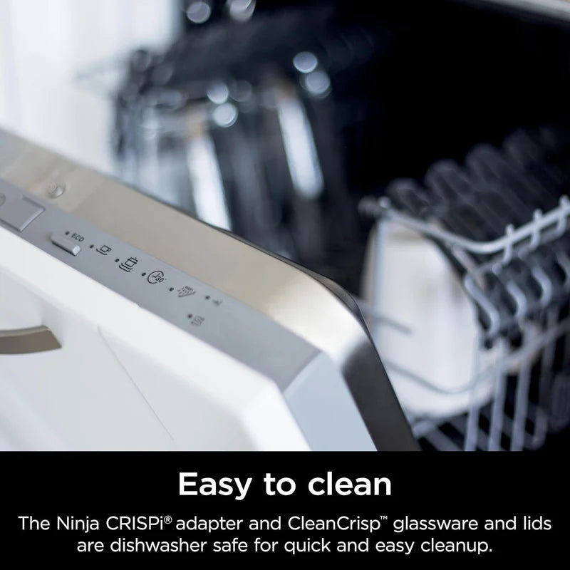 Freidora De Aire Transparente Crispi Ninja 4 En 1. Air Fryer Portátil De Vidrio, 2 Recipientes De 5.7 Y 1.41 L. Ninja NJS-37-FN101GY NINJA