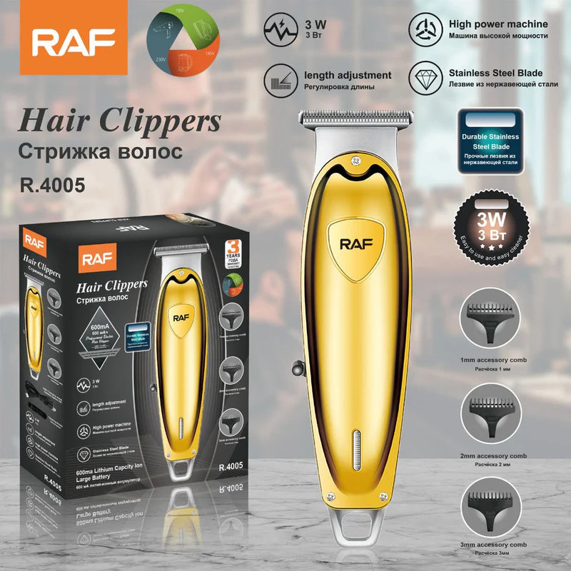 Cortadora De Cabello Eléctrica Profesional 3W Recargable USB. Cuchillas De Acero Inoxidable Y Peines Ajustables. R.4005 RAF