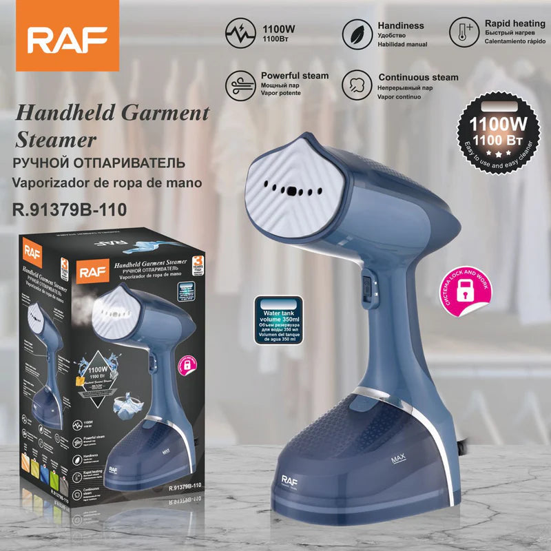 Plancha A Vapor Portátil Con Calentamiento Rápido Y Tanque De 350Ml. Vaporizador De Ropa De Mano 1100W 110V. R.91379B-110 RAF