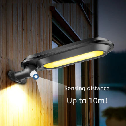 Lampara Solar Para Exteriores. Luz LED Cálida Amarilla. Panel Solar Integrado Con Sensor De Movimiento Hasta 10 Mts De Distancia Color Blanco Selecto