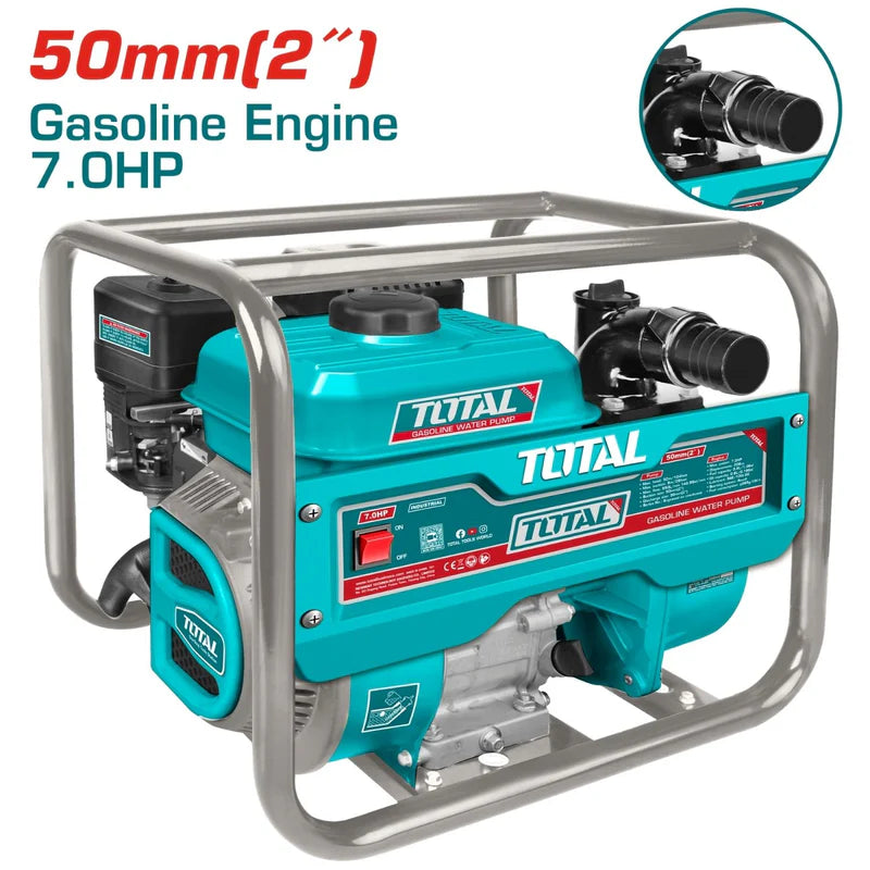 Bomba De Agua A Gasolina 7.0 HP. Diametro De Salida 50Mm (2"). Flujo Max. 550L/Min Y Altura Máxima De 32M. Ideal Para Riego, Drenaje Y Uso Agrícola. TP3206
