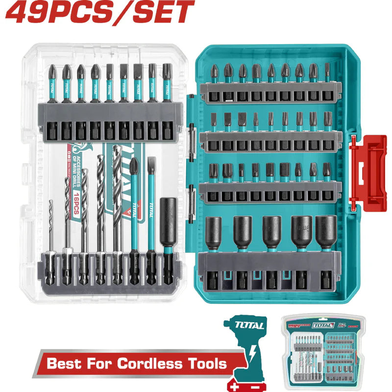 Puntas De Destornillador De Impacto De 49 Piezas Para Taladro. Ideal Para Herramientas Inalámbricas . Se Vende En Juego. Total TACSDL24906