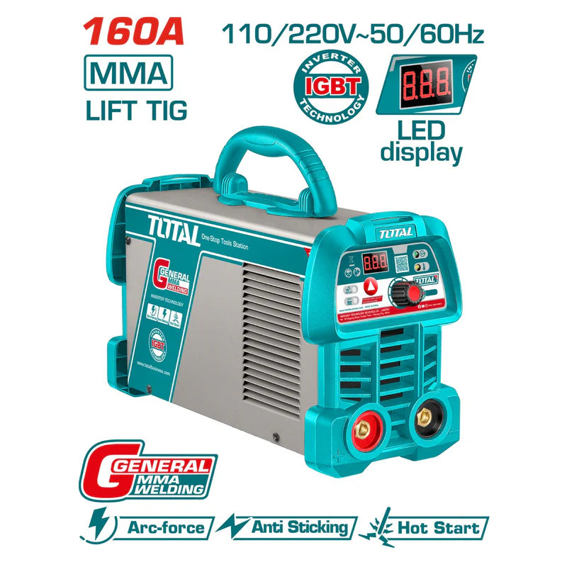 Máquina De Soldar Inverter 160A Modelo Medium Duty 45% Ciclo De Trabajo. 110-120V-220-240V Total UTW216059 TOTAL