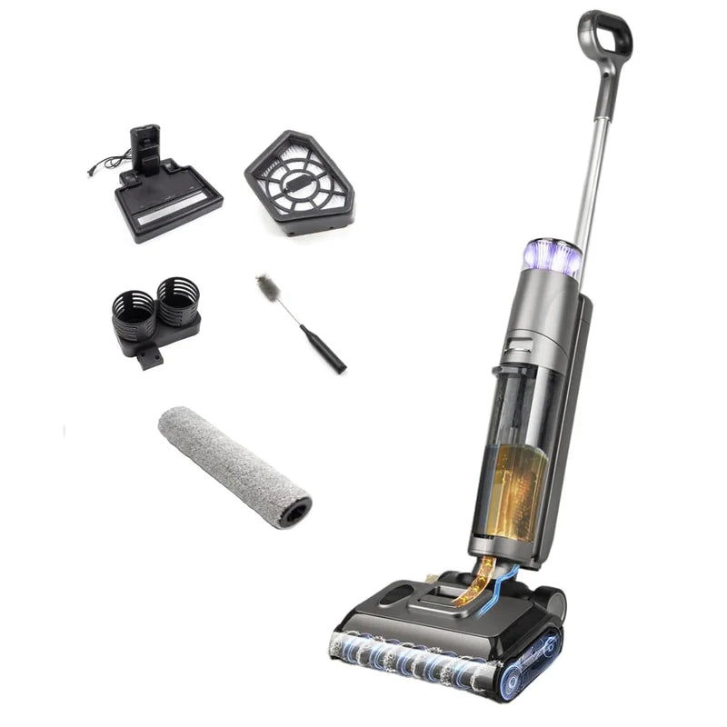 Trapeador Fregona Mopa Aspiradora Electrica Inteligente Inalámbrica Recargable, Mopea Y Aspira, Agua, Seco Y Húmedo 200W Batería 4000 Mah Función De Autolimpieza, Secado Y Electrolisis VCMSNK10