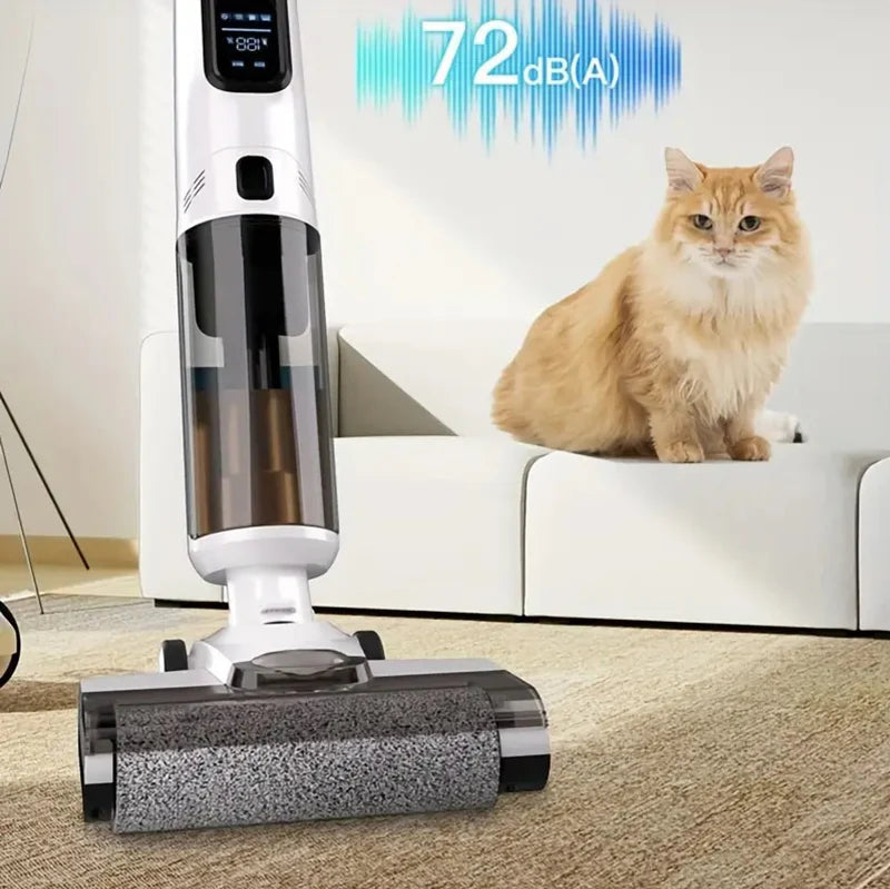 Trapeador Fregona Mopa Aspiradora Electrica Inteligente Inalámbrica Recargable, Mopea Y Aspira, Agua Seco Y Húmedo 170W Batería 2600 Mah Función De Autolimpieza VCMSNM306 CARBONE