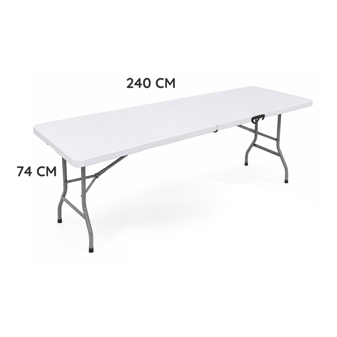 Mesa Plegable Plástico de 8 Pies 240x74x75cm | Mesa Portátil Multiusos para Eventos, Fiestas y Negocios HS-NZ240