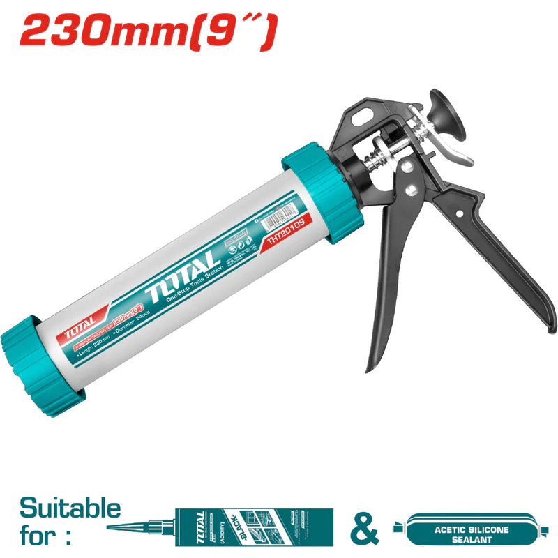 Pistola De Silicón De 9" Calafateadora De Aluminio 2En1 Para Salchichas O Cartuchos Total THT20109 TOTAL
