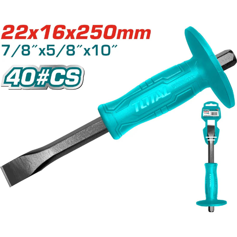Cincel De 22 Mm Cabeza, Mango 16 Mm Largo 250 Mm. Alta Calidad Igual A Stanley Total THT4211026 TOTAL