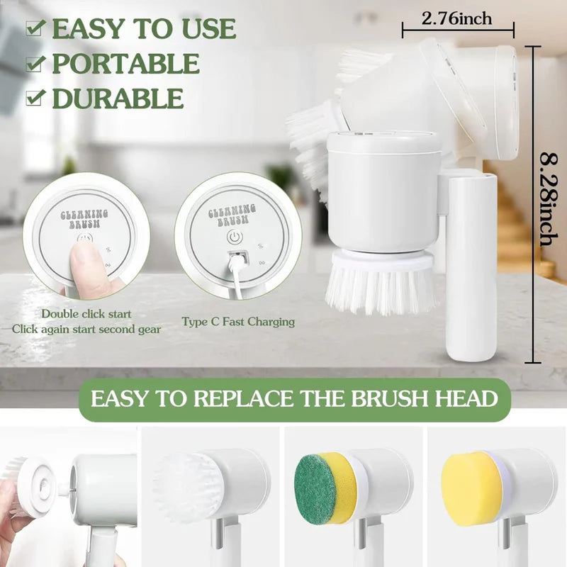 Cepillo Giratorio Eléctrico Inalámbrico. Limpiador A Batería Con Resistencia Al Agua IPX7. Incluye Accesorios. AB341