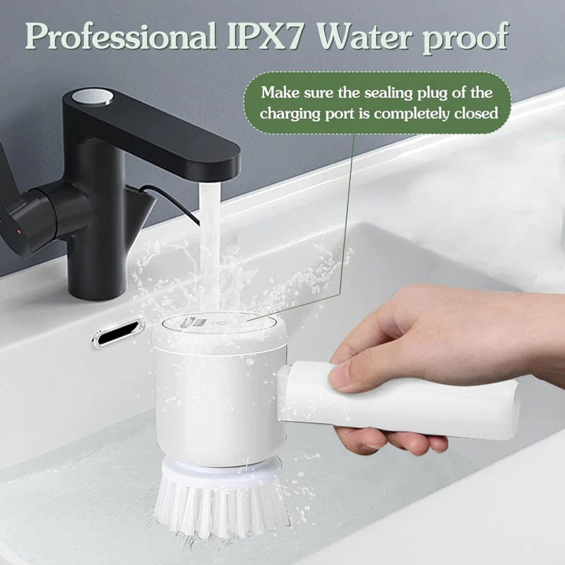 Cepillo Giratorio Eléctrico Inalámbrico. Limpiador A Batería Con Resistencia Al Agua IPX7. Incluye Accesorios. AB341