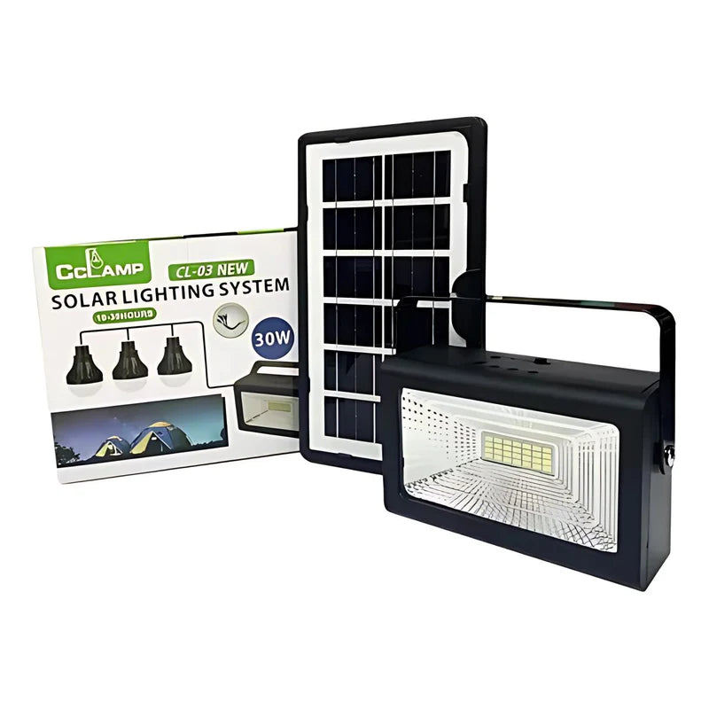 Reflector Solar LED Portátil Con Bombillos 30W. Estación De Energía Solar Multifuncional. Power Bank Con Batería De Respaldo. AB360