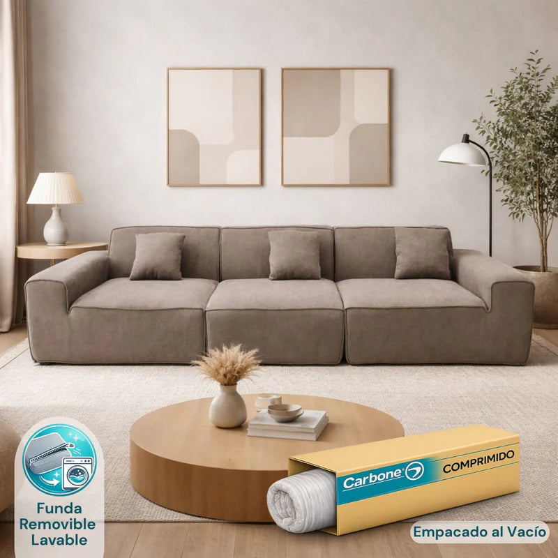 Sofá Empacado Al Vacio Memory Foam De Alta Densidad 300X100x73cm Color Gray 08 KX-06 Selecto