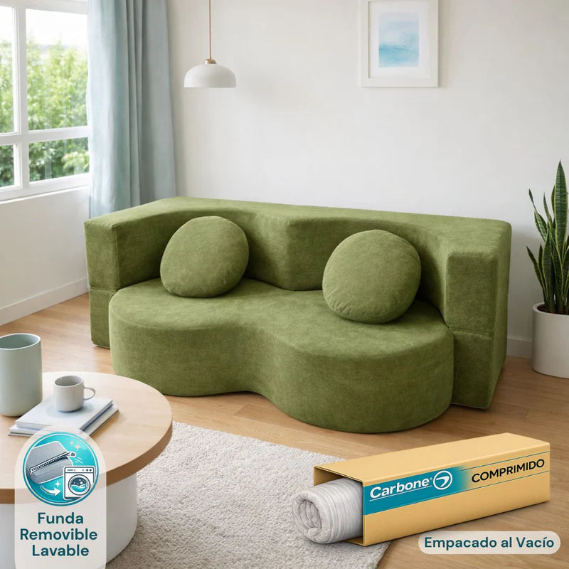 Sofá Convertible Empacado Al Vacio Memory Foam De Alta Densidad 200X100x70cm Color Olive Green 17 KX-15 Selecto