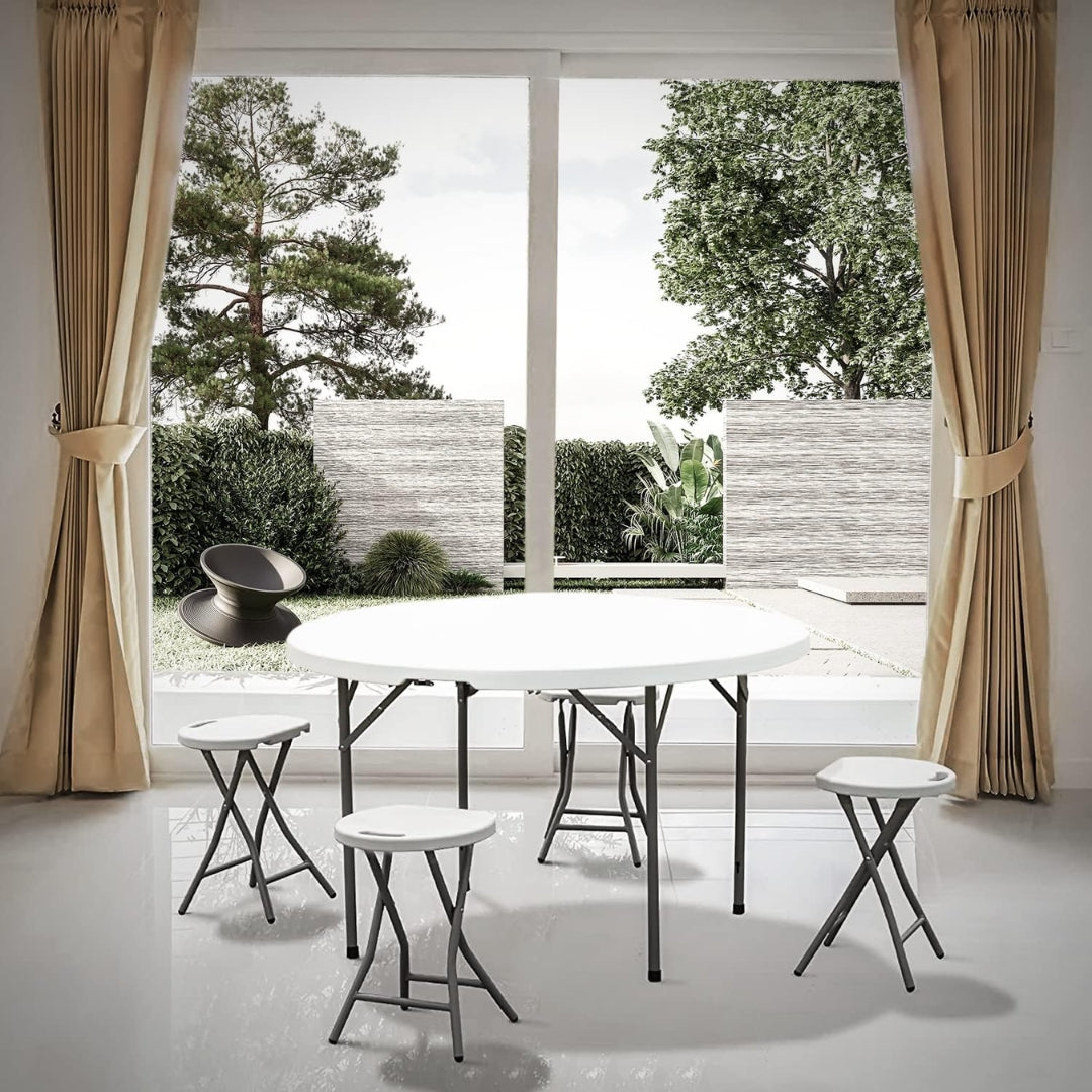 Mesa Plegable Redondo de Plástico con Metal 75x120cm Selecto