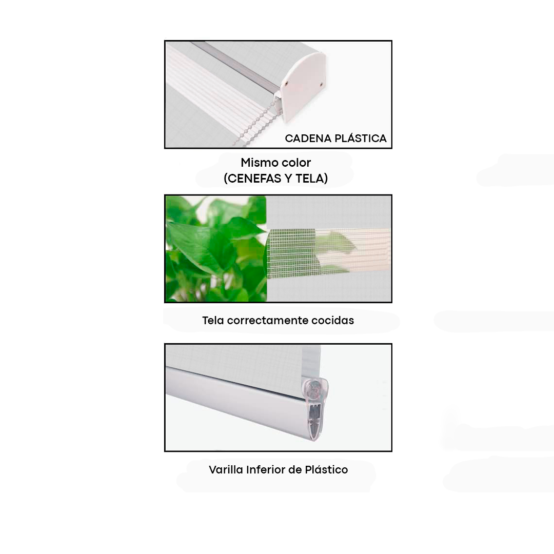 Cortinas Enrollables Zebra White 1.10m a 1.90m Selecto