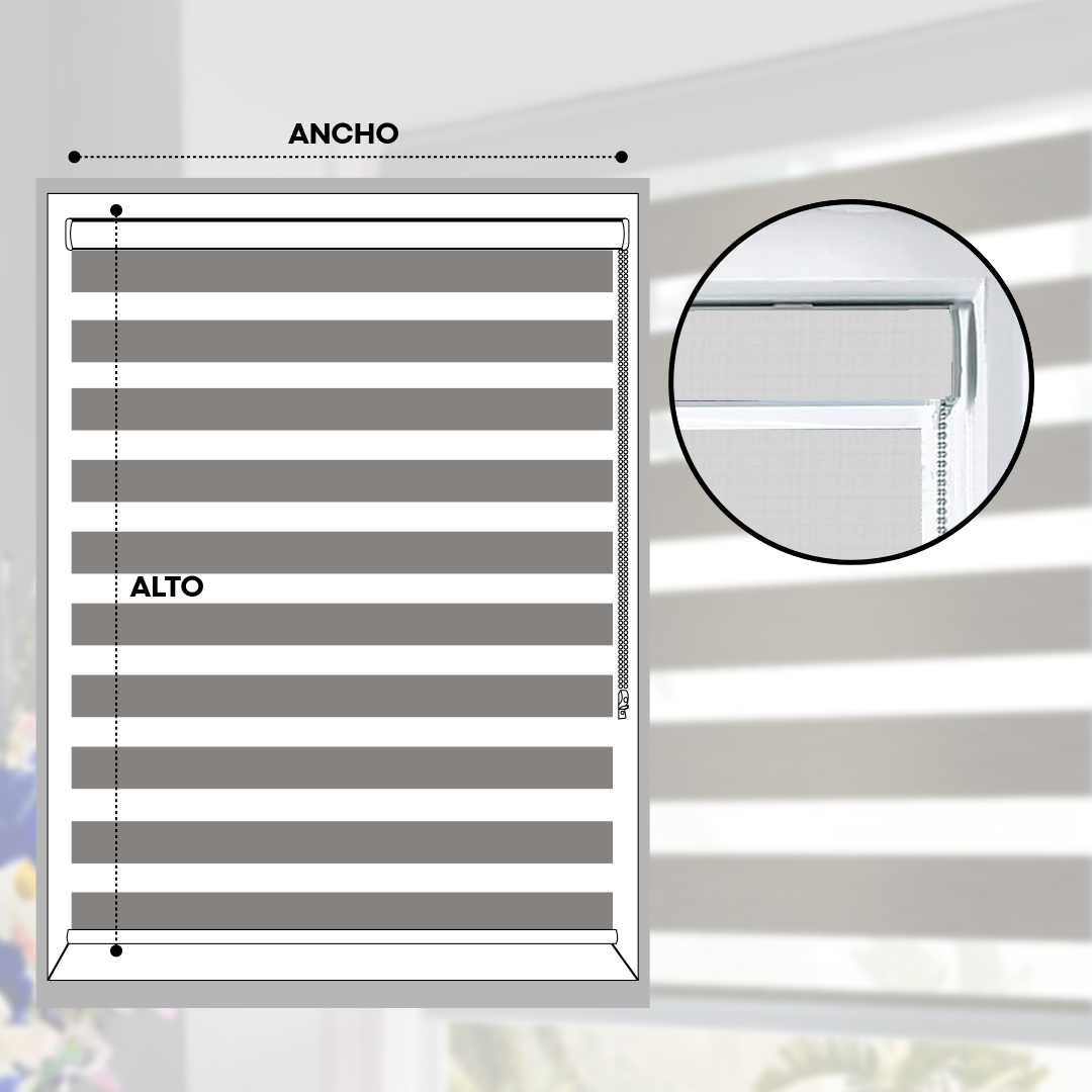 Cortinas Enrollables Zebra White 1.10m a 1.90m Selecto