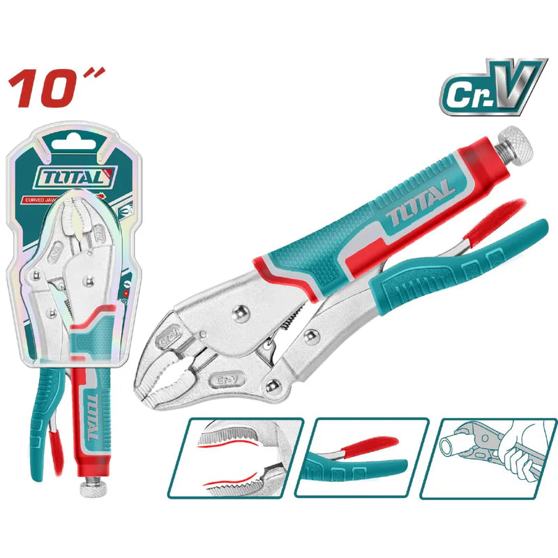 10" Alicate De Presion Mandibula Curva Cr-V 10" HRC52-HRC60 Total THT191001 TOTAL