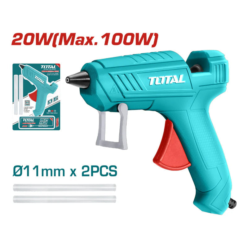 Pistola De Silicon Con 2 Barras De Pegamento. Diametro De Barra 11.2 Mm. Voltaje: 110-120V /50-60H UTT101116 TOTAL