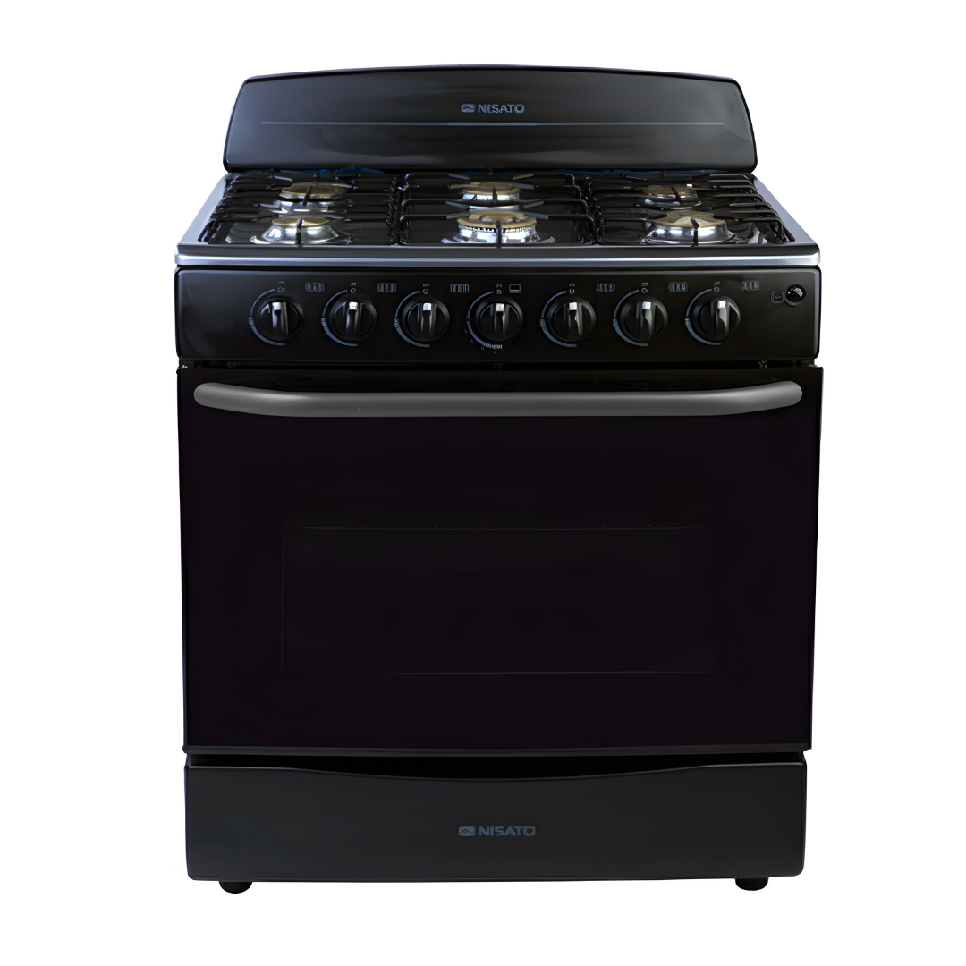 Estufa con Horno Negro 30" 6 Quemadores Nisato NE-3030RN NISATO