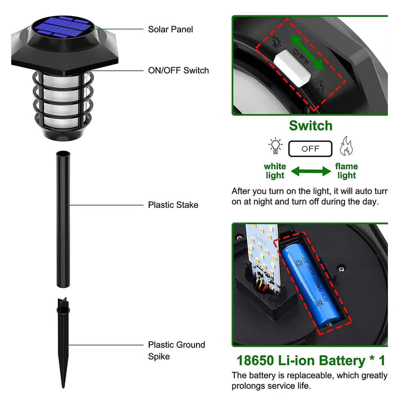 Luz Solar Tipo Estaca Para Exteriores 66LED (1 Pza) 5.5V 1.8W (Luz Blanca Y Cálida). Iluminación Para Jardín. AB242 Selecto