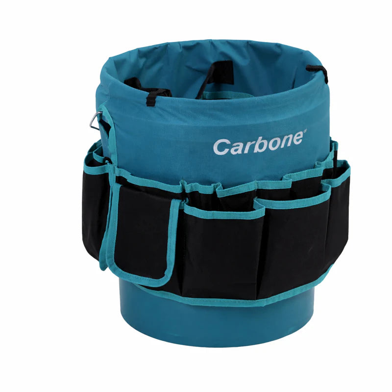 Bolso Cubeta Caja Porta Herramientas Textil Oxford. Cubo Organizador Carbone Con Múltiples Bolsillos Y Asa Metálica 30X32cm. ( No Incluye Cubeta) Solo El Textil Para Usar Con Cubeta UN-F001