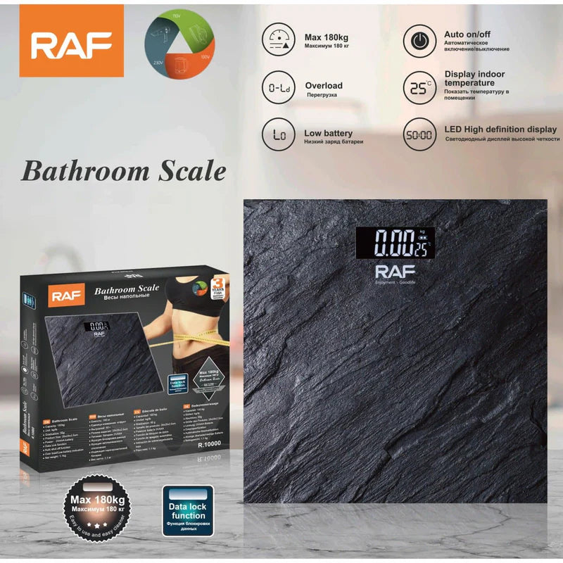 Báscula Digital De Baño 180Kg. Balanza Con Pantalla LED Y Encendido Automático.Pesa R.10000 RAF