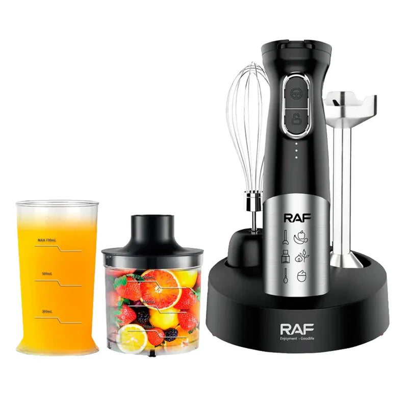 Licuadora Inalámbrica De Mano Mixer 4 En 1 200W Con Vaso 700Ml Y Cuchillas De Acero Inoxidable 110V/60 Hz. Blender R.3002 USB RAF