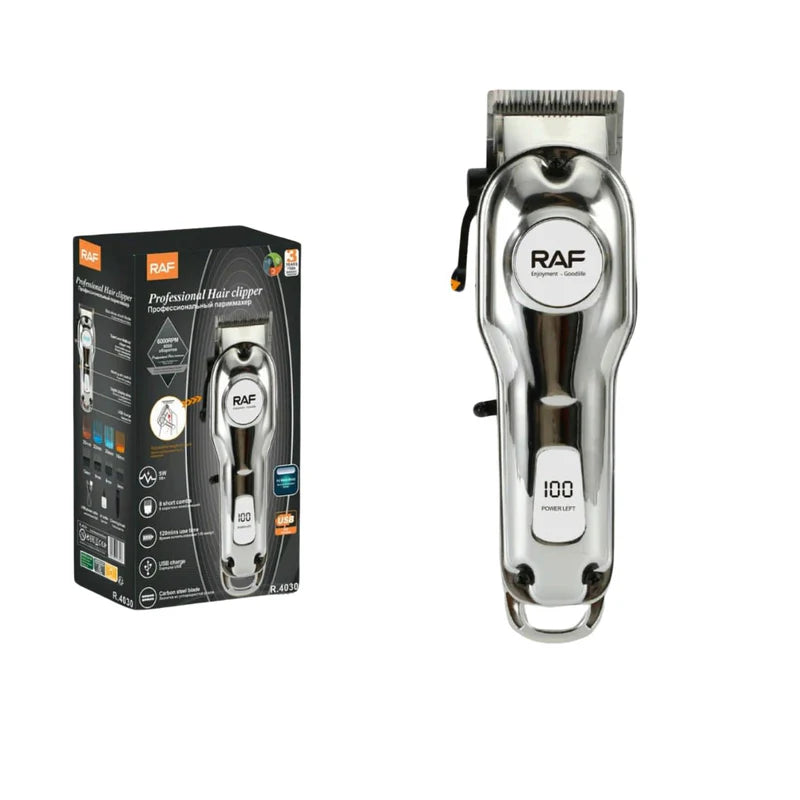 Cortadora De Cabello Eléctrica 5W Diseño Metálico Cable USB Incluye 8 Peines. 110V/60Hz Cortadora Barbero R.4030 RAF