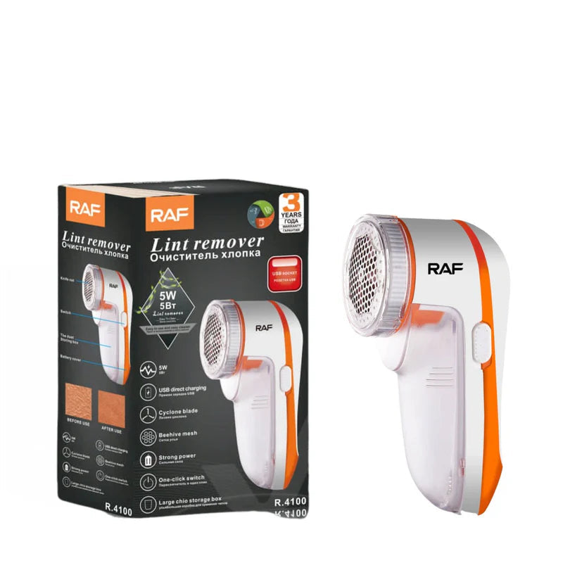 Removedor De Pelusa 5W, Recargable Por USB, Con Cuchillas Ciclónicas Y Malla De Seguridad 110V/60Hz Quitapelusas R.4100 RAF