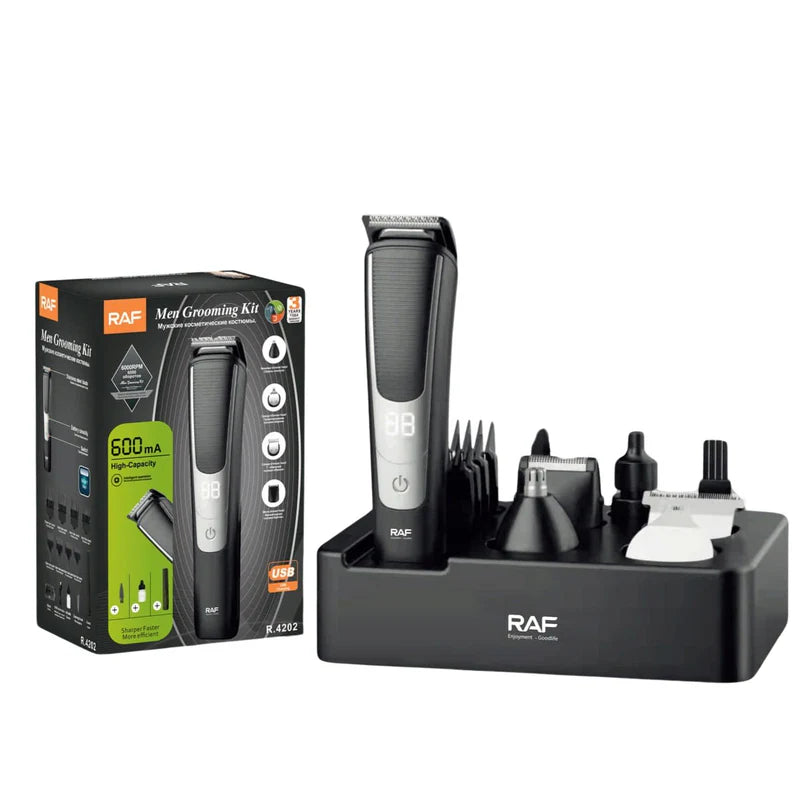 Kit De Cuidado Masculino 7W 13 En 1, 600Mah, USB,Pantalla Digital, Base Organizadora 110V/60Hz Kit De Aseo R.4202 RAF