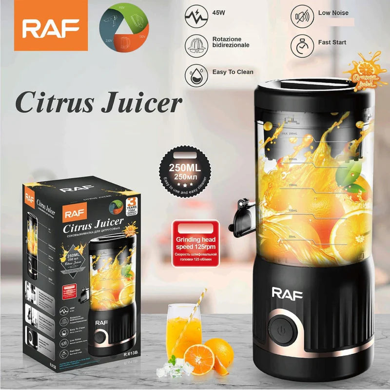 Exprimidor Cítrico 45W 110V/60 Hz 250Ml Con Rotación Bidireccional Y Velocidad 125Rpm. Exprimidor Portátil. R.613B RAF
