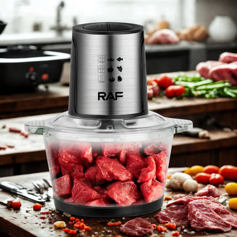 Procesador De Alimentos 800W Bowl Vidrio 2L Con 4 Cuchillas Espirales. 110V/60 Hz. Mezclador De Alimentos R.7018-110 RAF