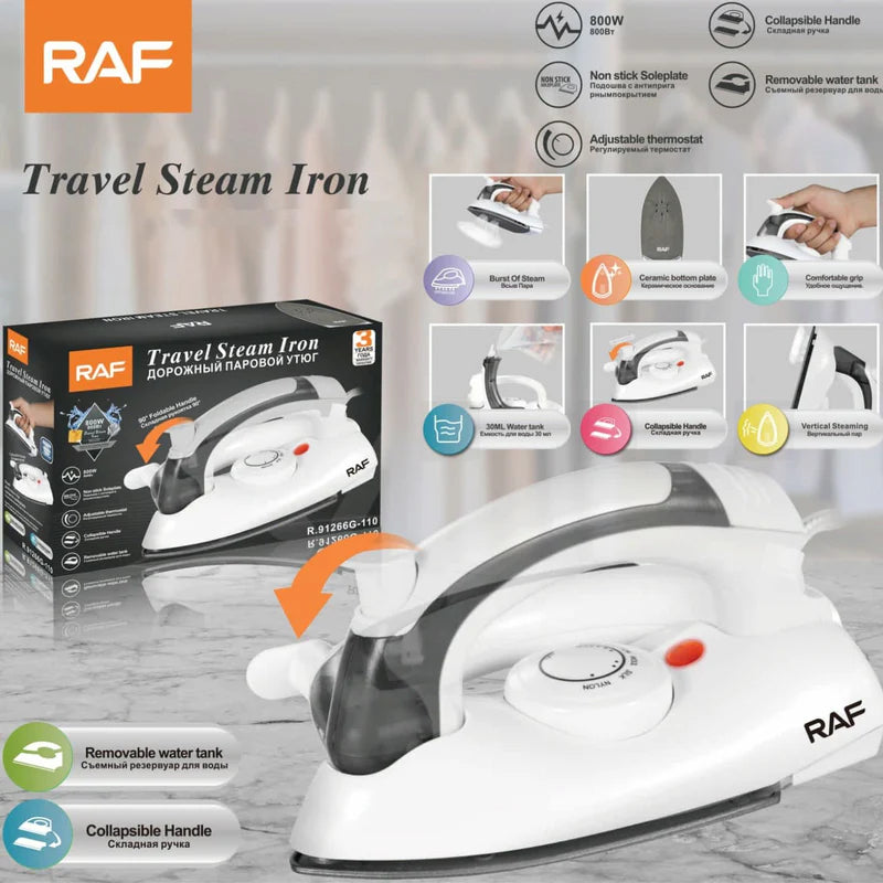 Plancha De Vapor De Viaje 800W Con Mango Plegable, Vapor Vertical Y Tanque Extraíble 110V/60 Hz. Plancha De Ropa R.91266G-110