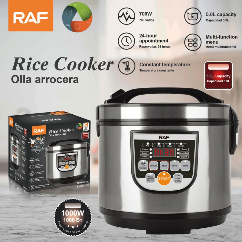 Olla Arrocera 5L 700W 100V 60Hz Multifuncional Temperatura Constante. Reserva Las 24 Horas. Rice Cooker R.9178-110 RAF