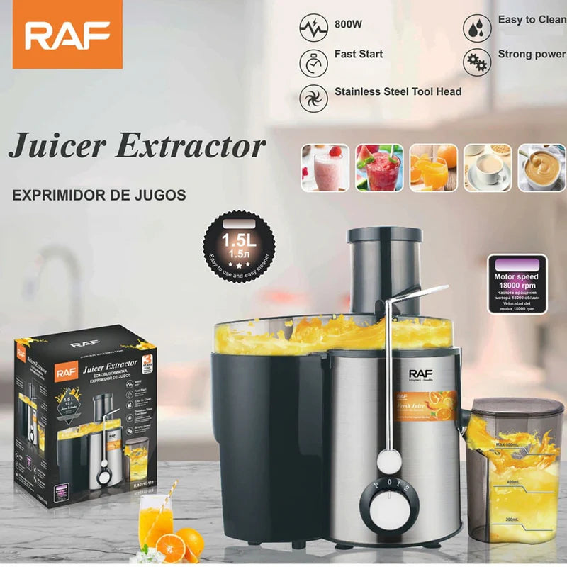 Máquina Centrífuga Extractora De Jugos 800W 110V/60Hz Inoxidable 2 Velocidades Y Vaso De 1.5L Procesador De Jugos. R.92811-110