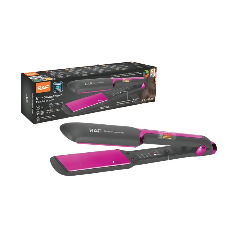 Plancha De Pelo Profesional 45W Control 140°-200°C Uso Seco Y Húmedo Con Revestimiento Cerámico 110V/60Hz R.9454P-110 RAF