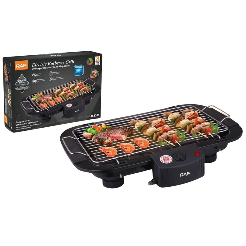 Parrilla Eléctrica 2000W Con Altura Ajustable Y Limpieza Fácil Ideal Para Asados 110V/60 Hz. Asador Grill R.95301-110 RAF