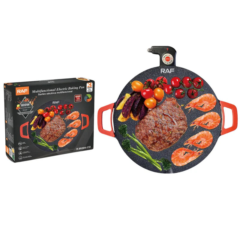 Sartén Eléctrico Multifuncional 800W Con Antiadherente Y Control De Temperatura 110V/60 Hz. Sarten Plancha R.95304-110 RAF