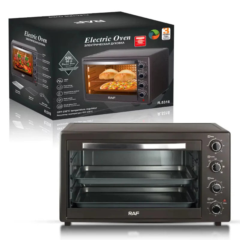 Horno Eléctrico 38L 1700W, Puerta De Vidrio, 3 Modos, Calor Uniforme, Control Temperatura. Horno Tostador R.95316-110 RAF